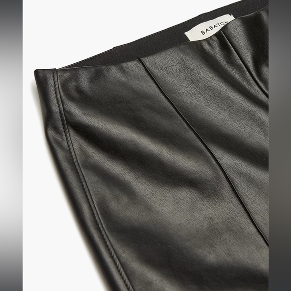 Aritzia Babaton Skinny Vegan Leather Black Frida Pant Mid Rise - Picture 6 of 12